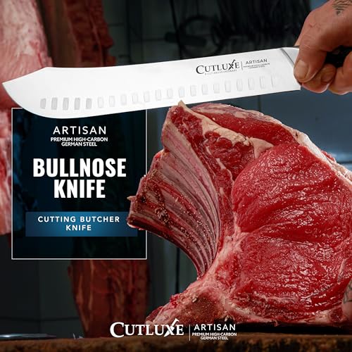 Cutluxe Butcher Knife – 10″ Bullnose Carving Knife, Forged High Carbon German Steel – Full Tang & Razor Sharp – Ergonomic Handle Design – Artisan Series - Image 4