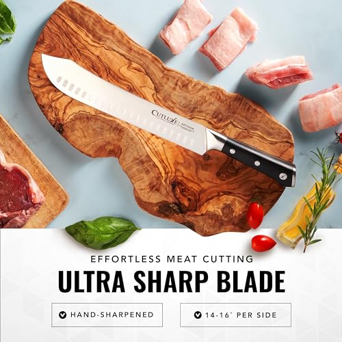 Cutluxe Butcher Knife – 10″ Bullnose Carving Knife, Forged High Carbon German Steel – Full Tang & Razor Sharp – Ergonomic Handle Design – Artisan Series - Image 3