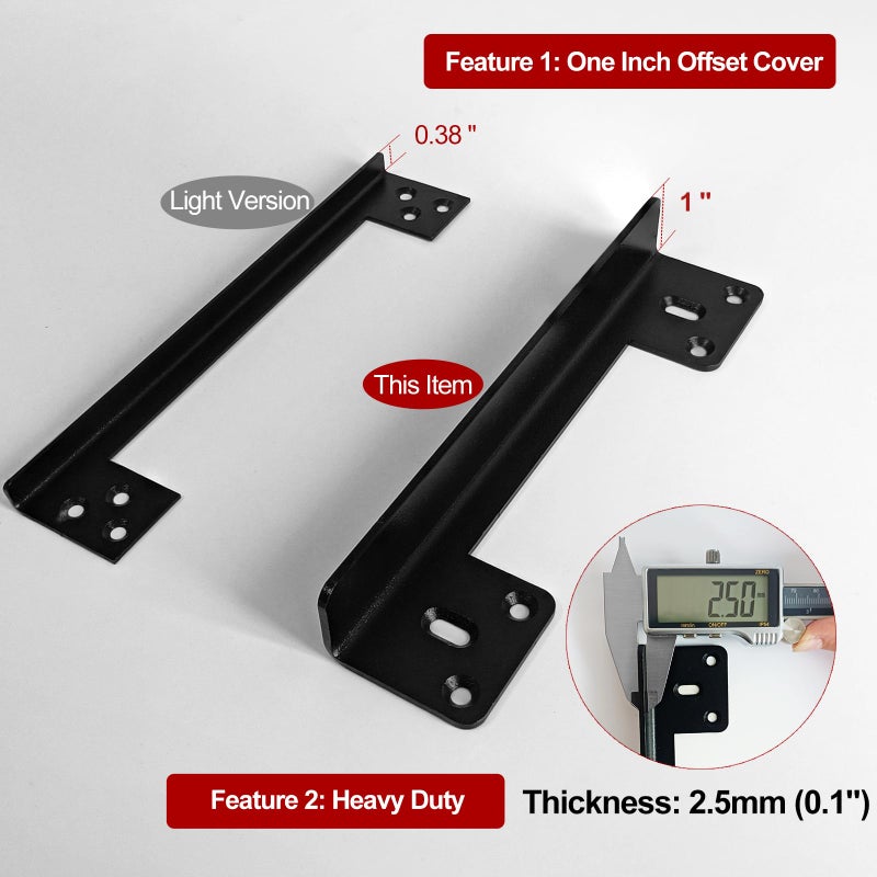 MOSECYOU Door Latch Guard Plate 7â€ with 1â€ Offset Cover, Outswing Door Security Protector Shield, Heavy Duty Version, Door Knob/Deadbolt Latch Protector Plate (1 Pack) - Image 3