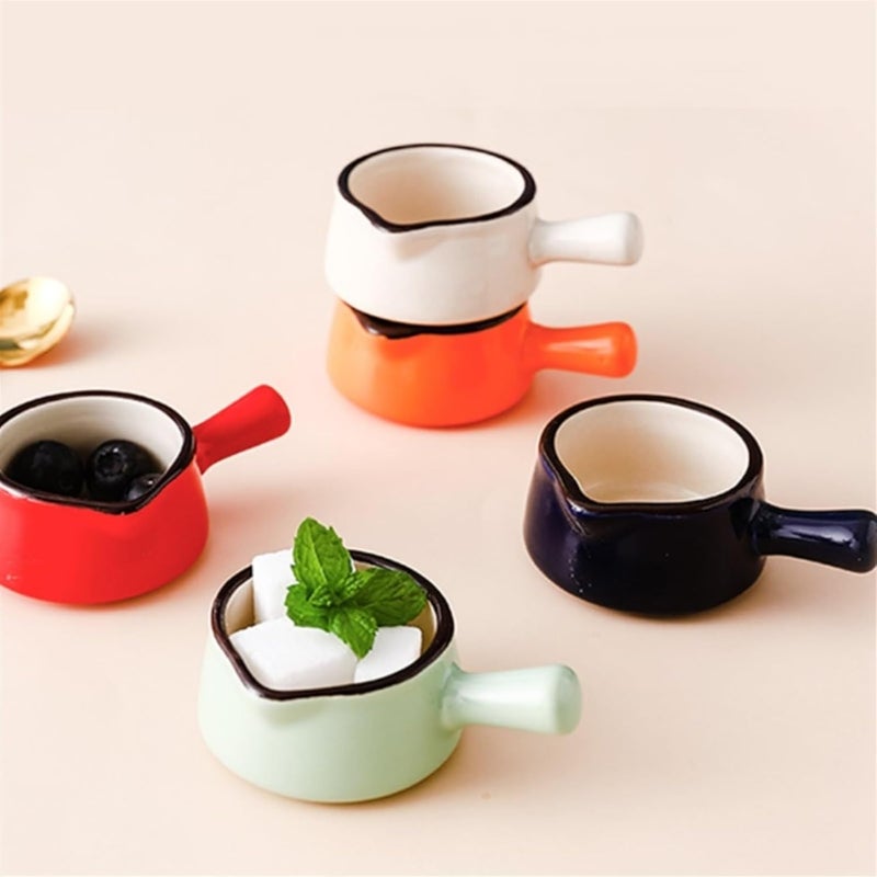 Gravy Boat Ceramic Spout Small Milk Pot with Handle Espresso Small Milk Cup Japanese Style Seasoning Cup Steak Juice Bucket Cups Gravy Jug(Green) - Image 4
