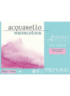 FABRIANO Artistico Traditional White Watercolor Notebook Hot Print - Plain Texture 300 gr 12 Sheets 26 x 36 cm 