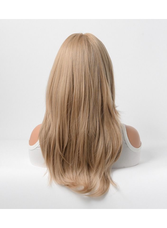إستيل مقاومة للحرارة الاصطناعية باروكة شعر مستعار طبيعي طويل مستقيم مع شعر مستعار من الألياف للسيدات أشقر أنيق - Image 4