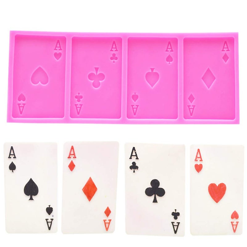 Gulinaza 4 Aces Poker Playing Cards (Four of a Kind) for Chocolate Fondant Cake Cupcake Topper Decor Gum PastePolymer Clay Candy Resin Silicone Mold Tool  - Image 1