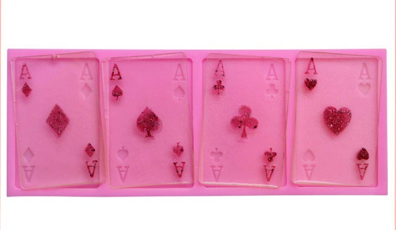 Gulinaza 4 Aces Poker Playing Cards (Four of a Kind) for Chocolate Fondant Cake Cupcake Topper Decor Gum PastePolymer Clay Candy Resin Silicone Mold Tool  - Image 4