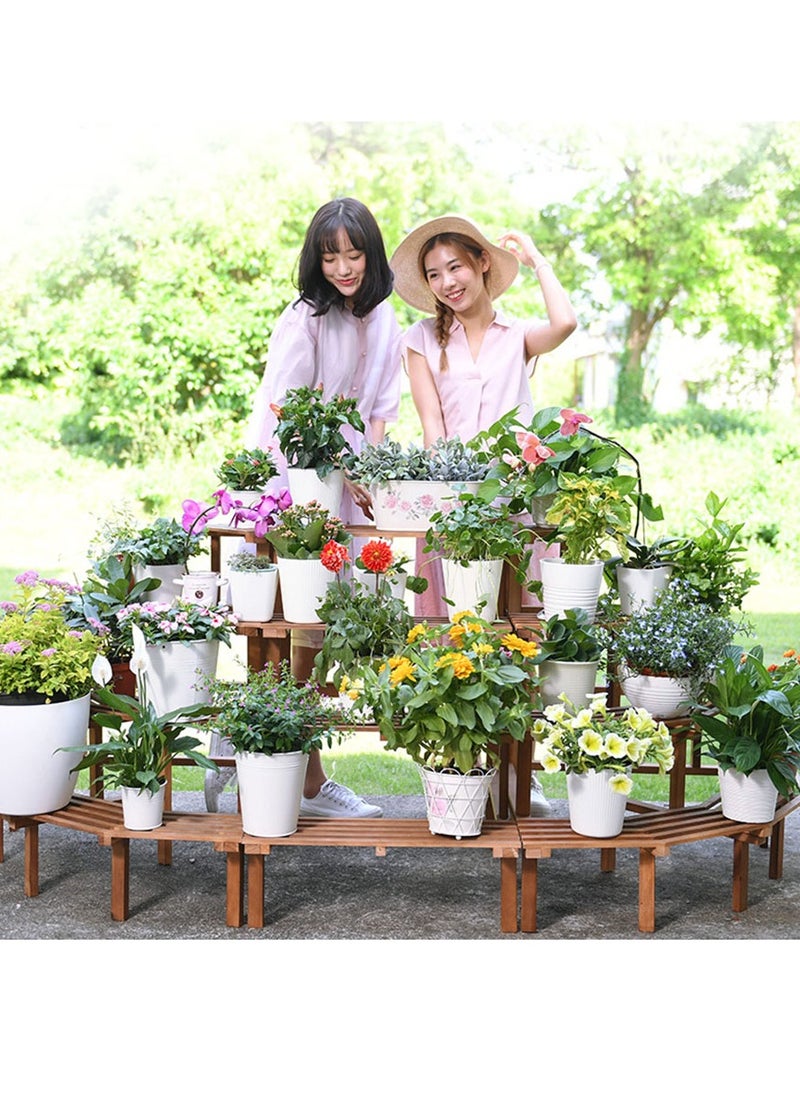 Arabest Flower Stand Wooden Plant Stand Multilayer Stand Wooden Shelf Rack Holder Planter Pots Shelves Display  - Image 2