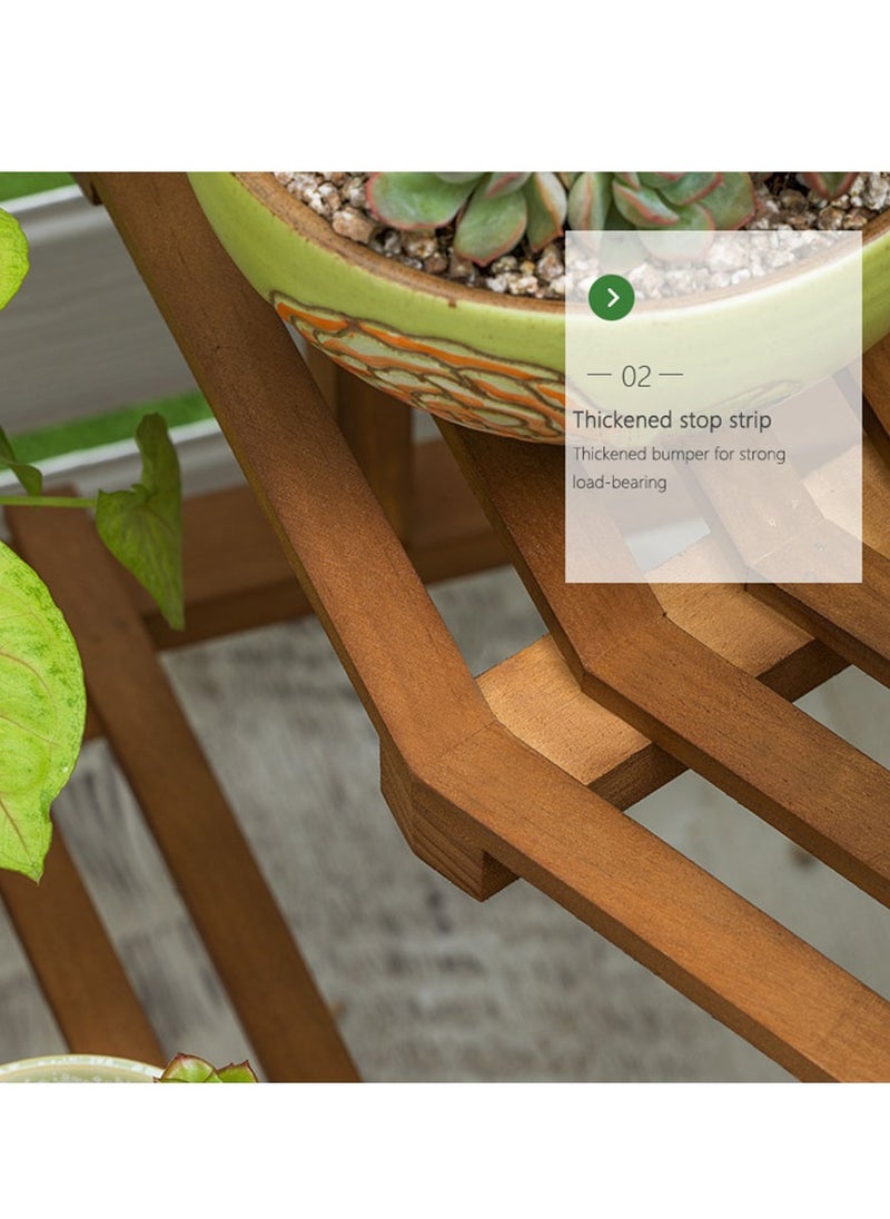 Arabest Flower Stand Wooden Plant Stand Multilayer Stand Wooden Shelf Rack Holder Planter Pots Shelves Display  - Image 5