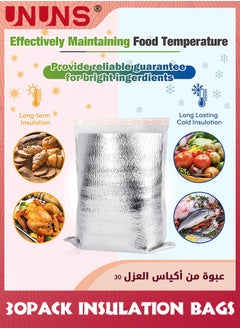 UNUNS 30 Pcs Reusable Insulation Bags,Self-seal Thermal Box Liners,Lunch Food Box Packing Pouches Insulation Lining Waterproof Insulation Grocery Delivery Package  - Image 4