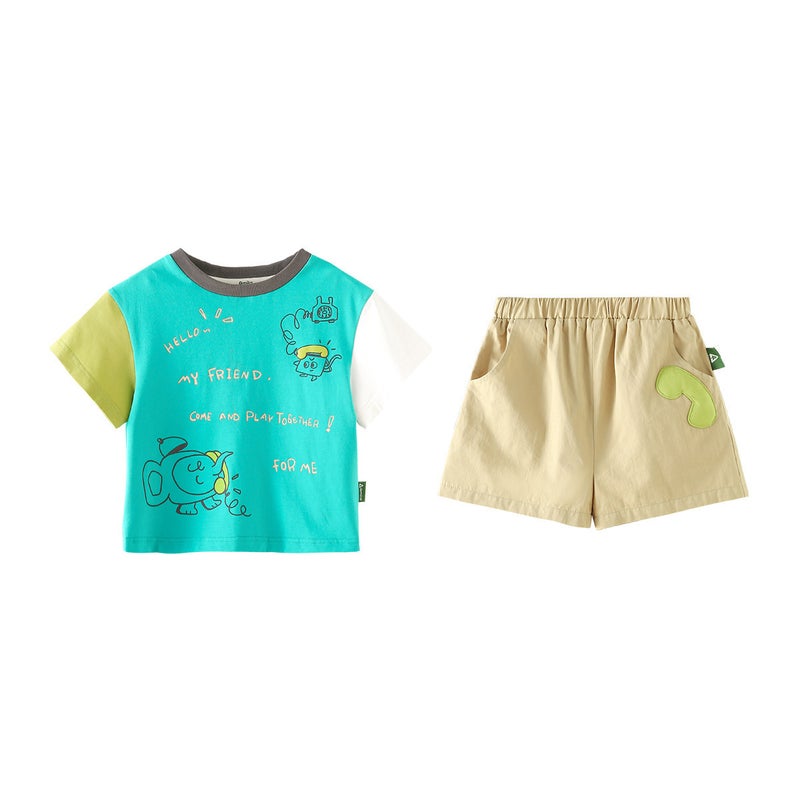 [suit Clearance Collection] Amira Childrens Wear 2024 Summer New Childrens Leisure Time-limited Special Two-piece Set 59.9 Milkshake Rice