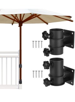 Excefore Deck Umbrella Mount, 2 Pcs Heavy Duty Patio Umbrella Holder, Metal Outdoor Umbrella Stand, Patio Umbrella Base Clamp Mount for Deck Railing, Balcony, Courtyard, Fences, Max OD 2.2''  - Image 1