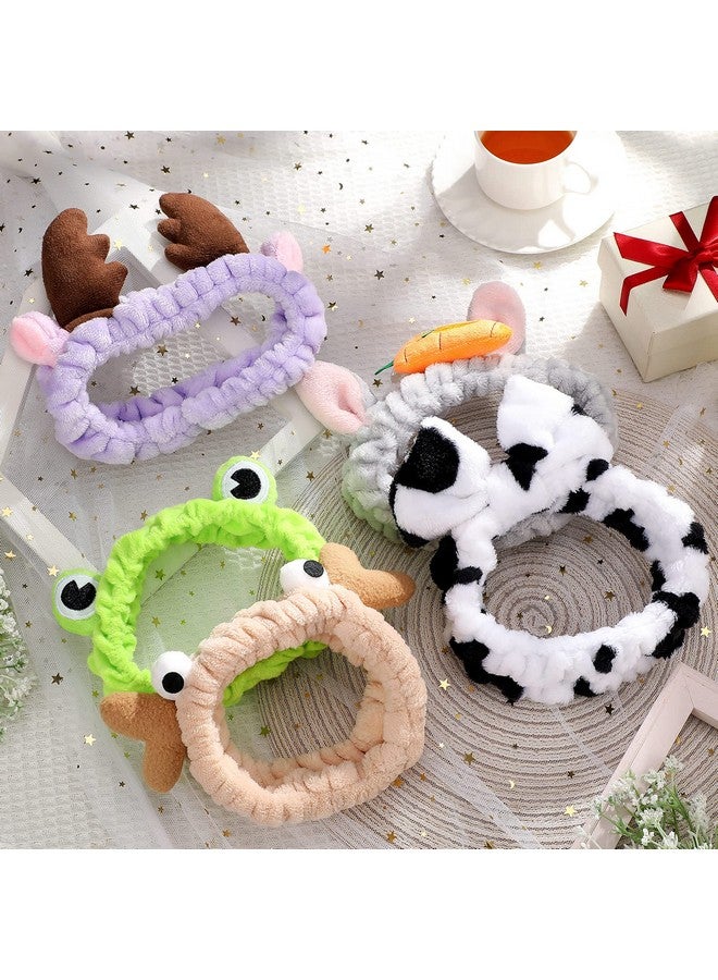 Jutom 6 Pieces Animal Themed Spa Headband Cute Makeup Headband Lovely Ears Hair Band For Washing Face Elastic Cosmetic Head Wrap For Women Girls 6 Styles - Image 4