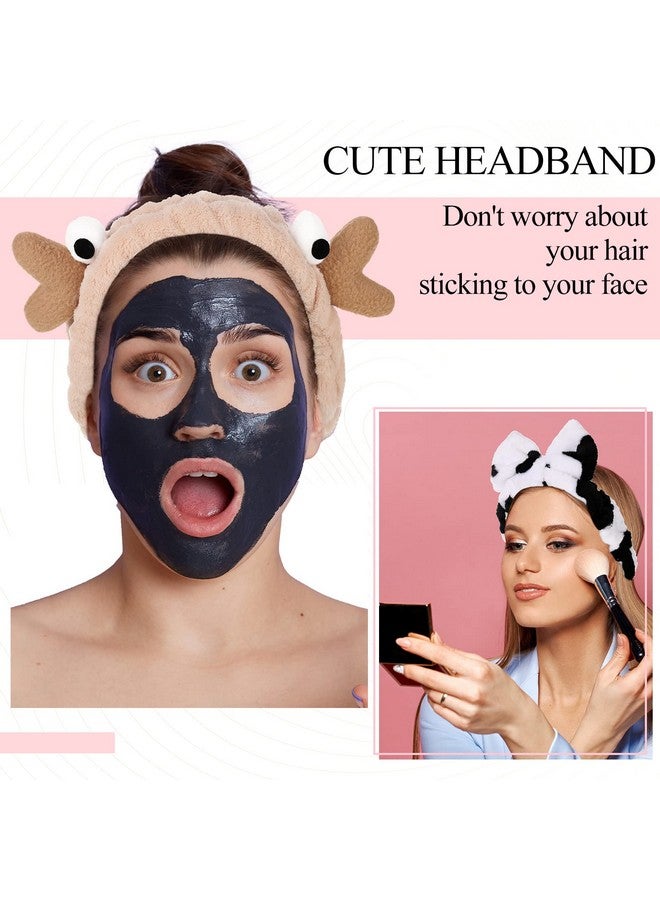 Jutom 6 Pieces Animal Themed Spa Headband Cute Makeup Headband Lovely Ears Hair Band For Washing Face Elastic Cosmetic Head Wrap For Women Girls 6 Styles - Image 5