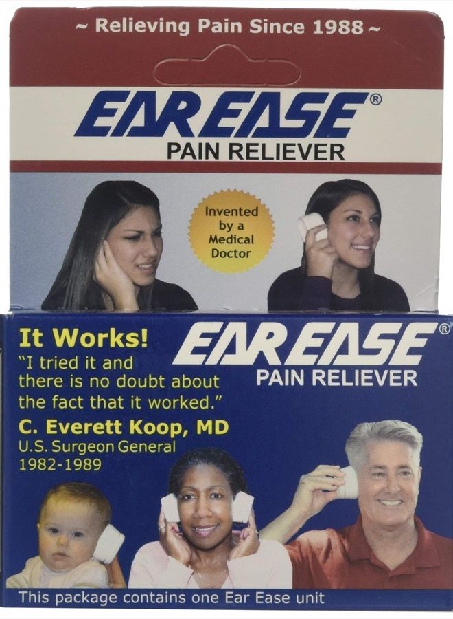 EAR EASE مسكن آلام للبالغين والأطفال وكبار السن - طبيعي وآمن وغير جراحي وسريع المفعول وفعال لتخفيف آلام الأذن الناتجة عن ضغط الجيوب الأنفية، تغييرات الارتفاع، السباحة، الحساسية، الزكام والإنفلونزا - Image 1