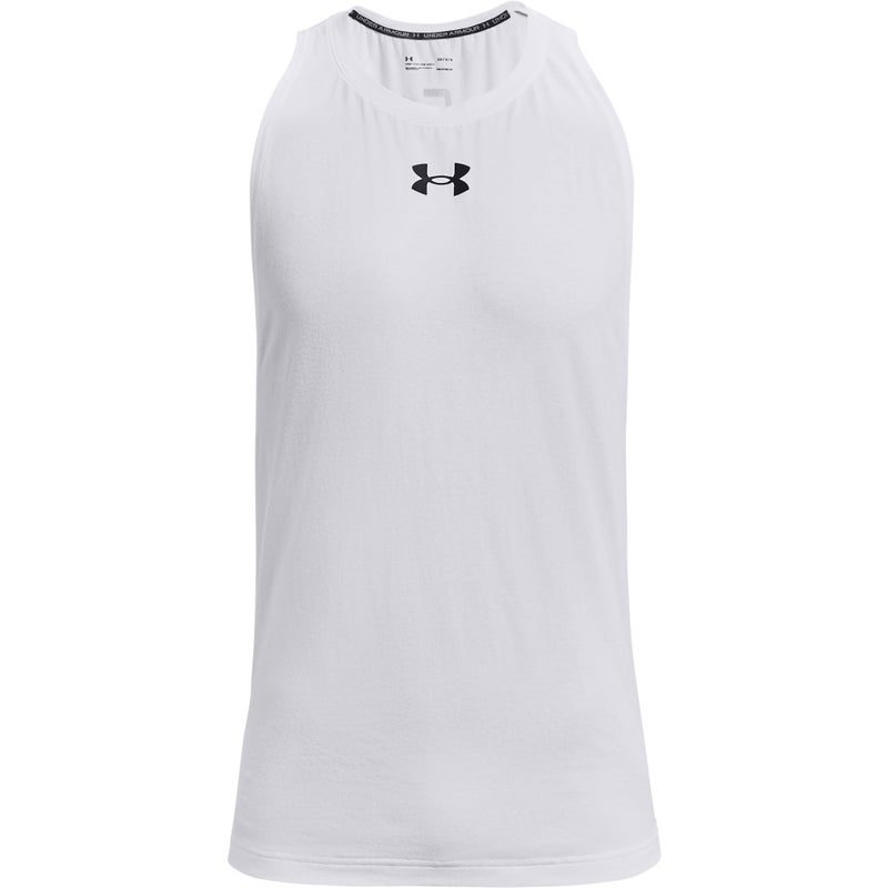 UNDER ARMOUR تي شيرت قطن من أندر أرمور للرجال، أبيض (100)/أسود، XX-Large - Image 1
