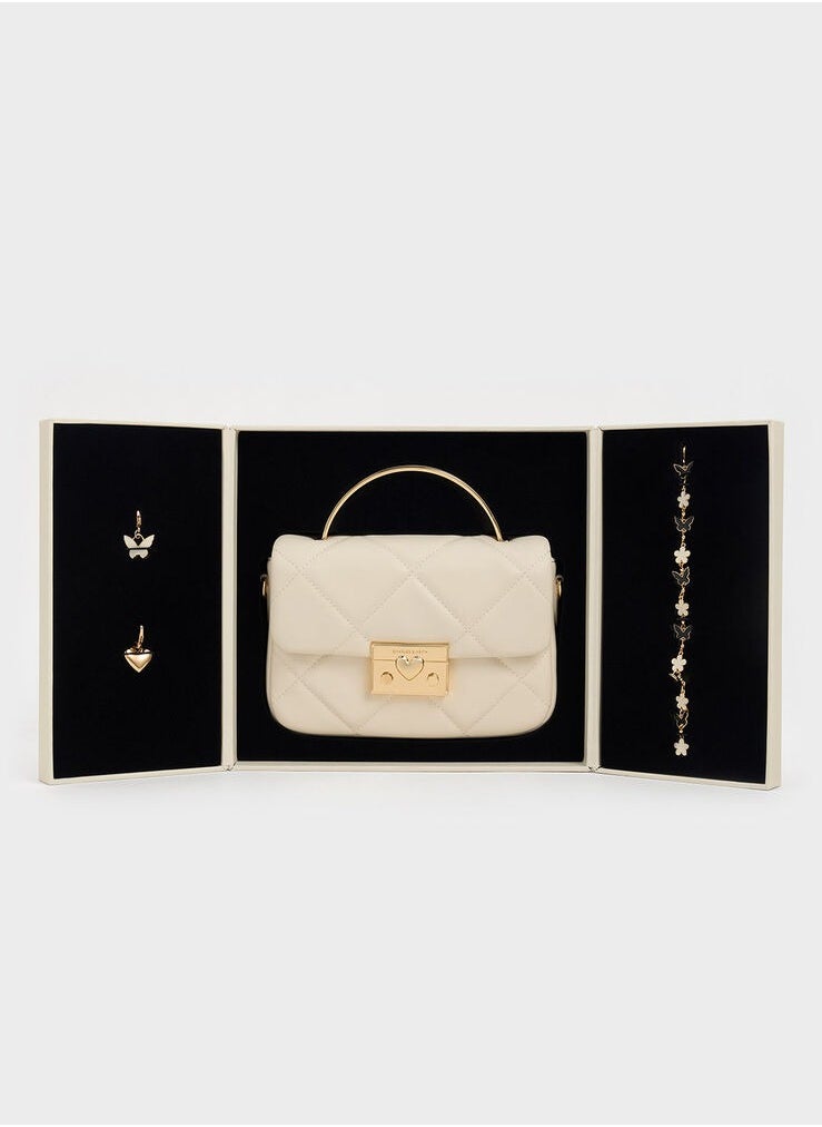 Charles & Keith - Quilted Boxy Top Handle Bag - Image 1