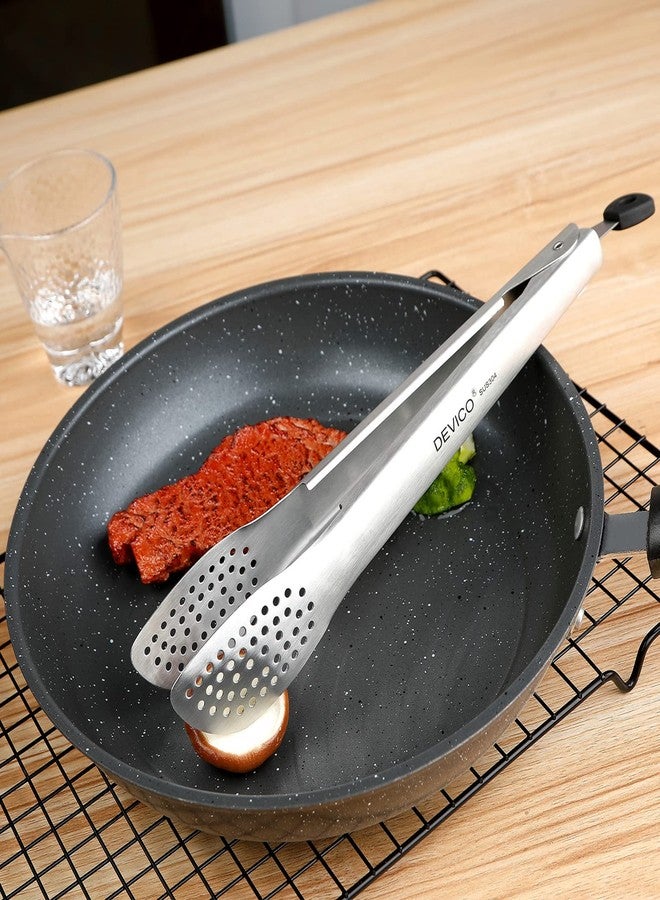 Devico Kitchen Tongs for Cooking, 2-Piece 12 inch 18/8 Stainless Steel Metal BBQ Grill Tongs with Lock - Image 5