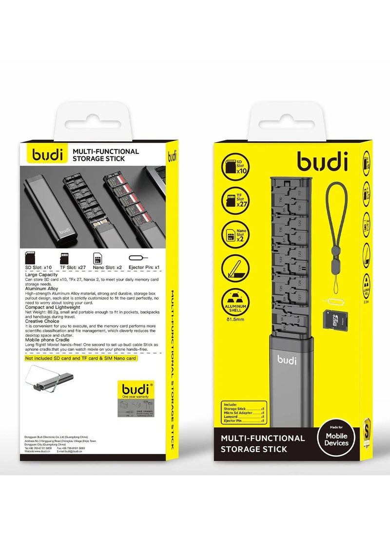 budi Multi-Function Storage Stick (SD Slot 10x) (TF Slot 27x) (Nano Slot 2x) Black  - Image 1
