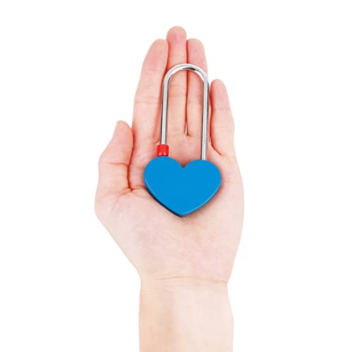 VeYocilk Love Lock Heart Padlock, Blue Single Heart Wish Lock for Lovers Wedding, Valentines, Anniversary, Travel, Valentines Day(No Key) - Image 4