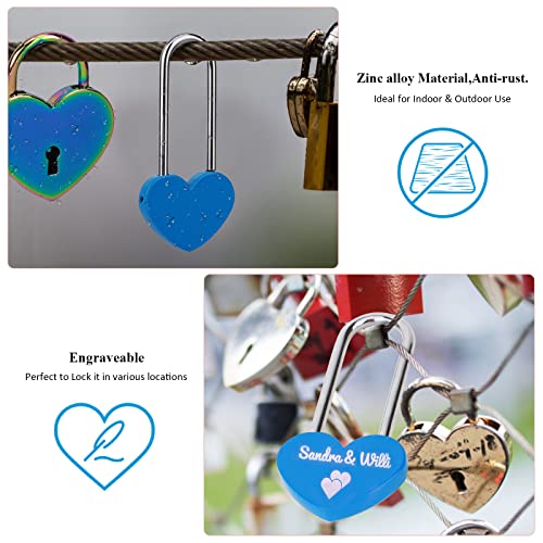 VeYocilk Love Lock Heart Padlock, Blue Single Heart Wish Lock for Lovers Wedding, Valentines, Anniversary, Travel, Valentines Day(No Key) - Image 5