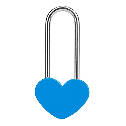 VeYocilk Love Lock Heart Padlock, Blue Single Heart Wish Lock for Lovers Wedding, Valentines, Anniversary, Travel, Valentines Day(No Key) - Image 1