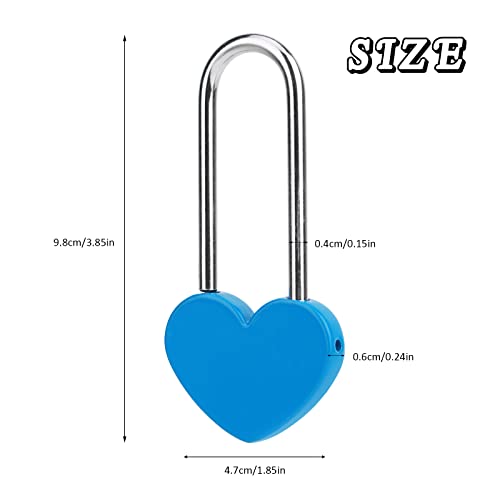 VeYocilk Love Lock Heart Padlock, Blue Single Heart Wish Lock for Lovers Wedding, Valentines, Anniversary, Travel, Valentines Day(No Key) - Image 2