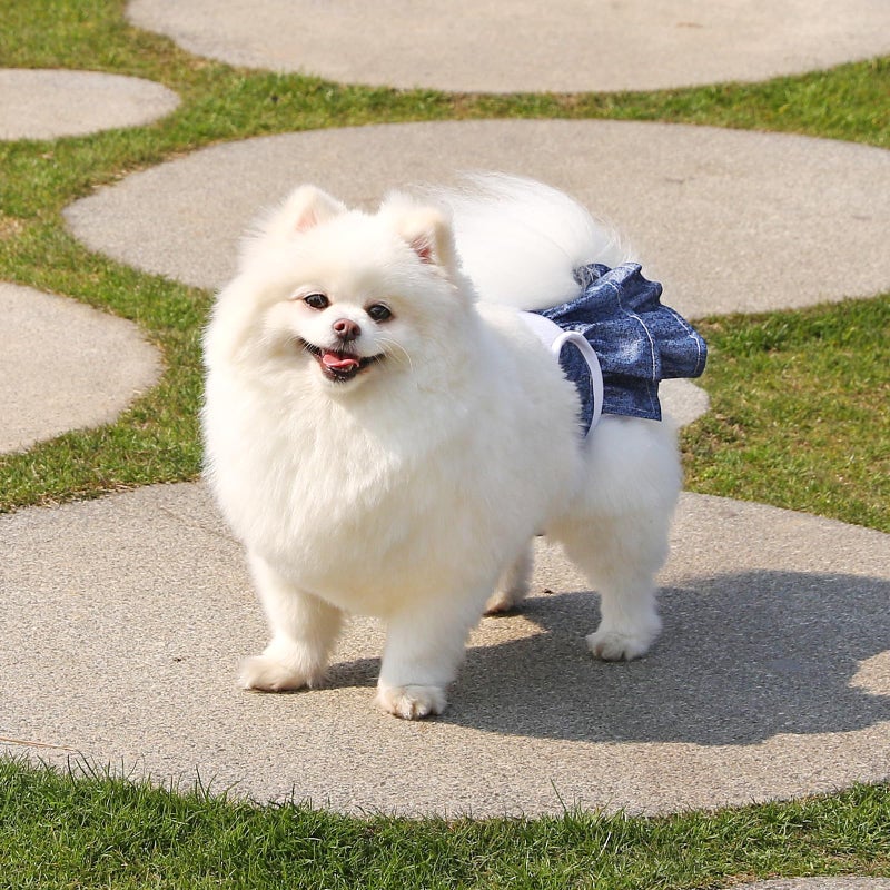 Mengelina Reusable Dog Diapers Female 3 Pack Doggie Diapers for Period Heat Incontinence Puppy Training (Medium, Jeans) - Image 5
