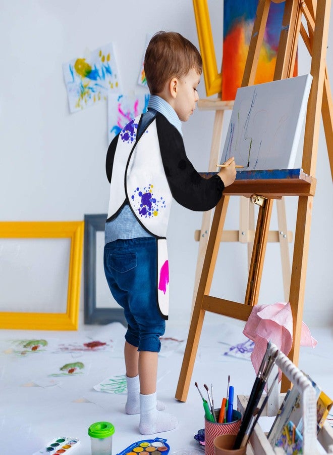 GODR7OY Kids Art Smocks, Painting Apron Artist Smock with Sleeve and 3 Pockets 2 Pack Black/White Set for Age 2-6 Years (Small) - Image 5