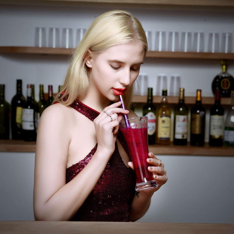 ALINK Stainless Steel Metal Boba Straws, 12mm x 9 inch Extra Wide Colored Reusable Smoothie Straws, Pack of 4 with Cleaning Brush & Carrying Case - Image 5