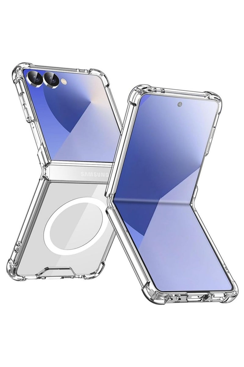 Protect حافظة مغناطيسية شفافة PROTECT لهاتف سامسونج جالكسي Z Flip 7 | تصميم نحيف مقاوم للصدمات | تركيب سهل بنظام النقر | متوافقة مع الشحن اللاسلكي | الموديل: MSFLP7 - Image 1