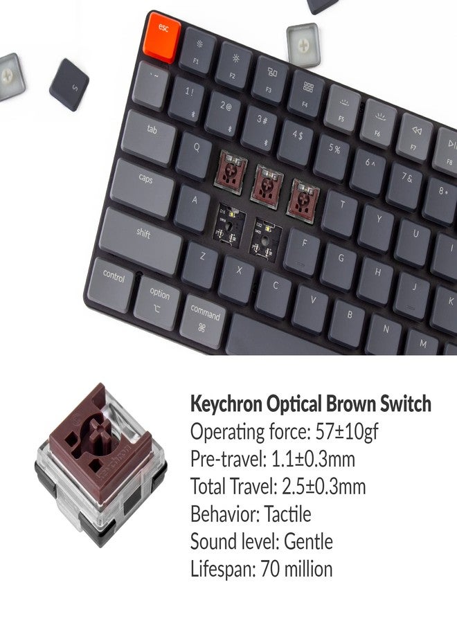 Keychron K3 75% Layout 84-Key Ultra-Slim Hot-Swappable Wireless Bluetooth Mechanical Keyboard with Low-Profile Keychron Optical Brown Switch/White LED Backlight/USB Wired for Mac Windows-Version 2 - Image 2