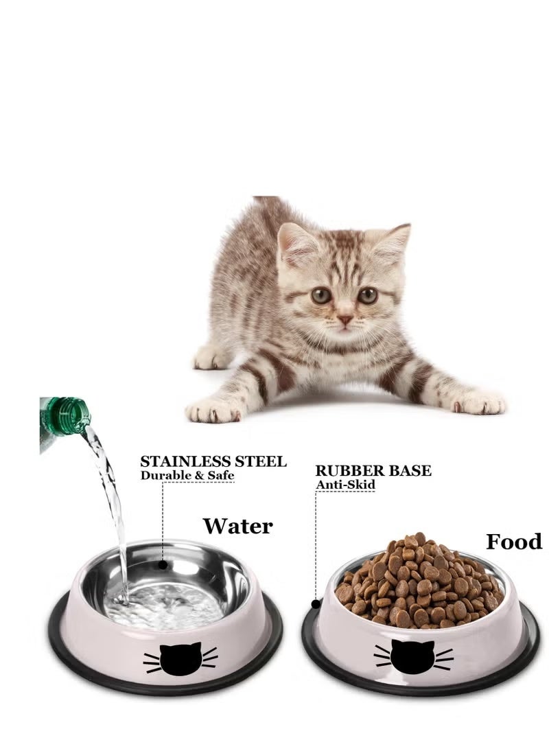 YIQUAN 3pcs Cat Bowl Set, Non-Slip Cat Bowls Stainless Steel Cat Feeding Bowls, Cat Drinkers, Large Bowls for Cats and Pet Drinking Bowls - Image 3