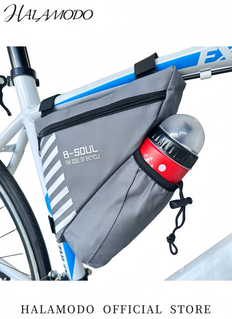 Generic - Waterproof Bike Triangle Frame Bag with Water Bottle Holder Storage Bag for Phone Wallet Tools Bicycle Front Tube Bag for Road and MTB Bikes Bike Accessories - Image 1