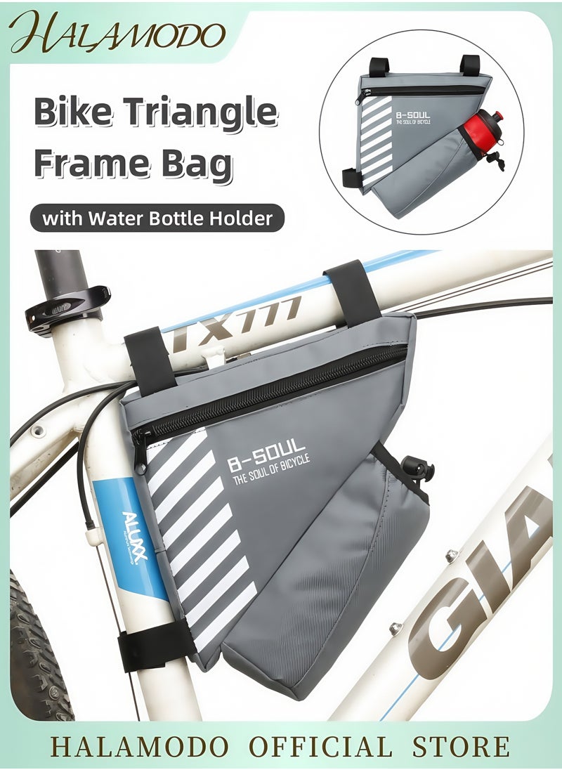 Generic - Waterproof Bike Triangle Frame Bag with Water Bottle Holder Storage Bag for Phone Wallet Tools Bicycle Front Tube Bag for Road and MTB Bikes Bike Accessories - Image 1