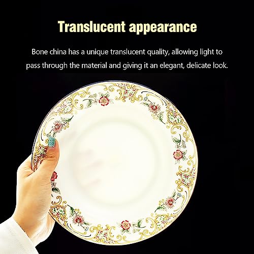 ACMLIFE Bone China Dinnerware Set for 4, 12-Piece Vintage Floral Dinnerware Set, Kitchen Plates and Bowls Set, Christmas Gifts for Women (White) - Image 4