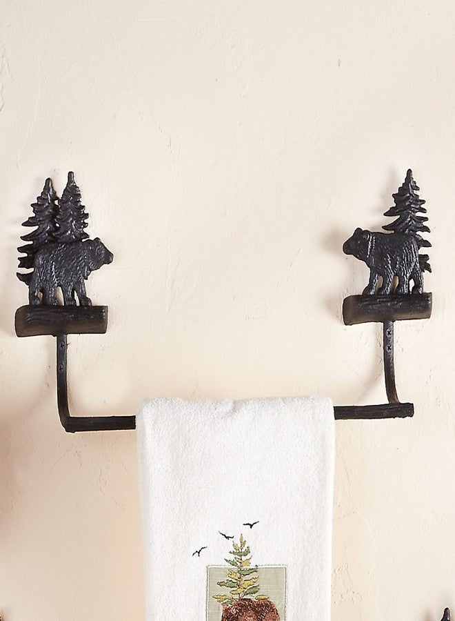 BLACK FOREST DECOR Walk Black Bear 16 Inch Towel Bar, Aluminum, Bathroom Hardware, 19" W x 3 1/2" D x 8 1/2" H