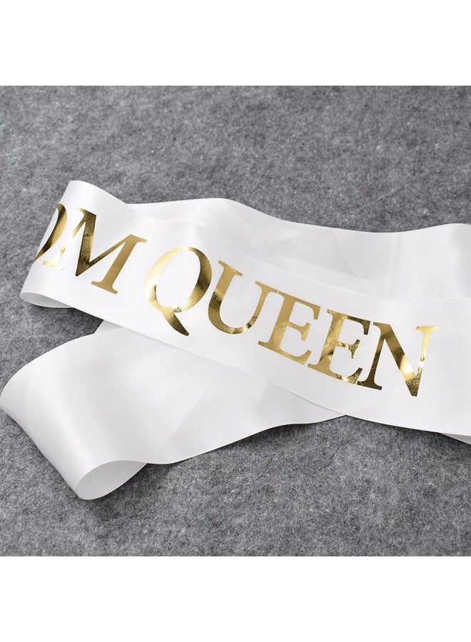 TTCOROCK White with Gold Print Prom King and Queen Sashes Graduation School Party Accessories, - Image 4