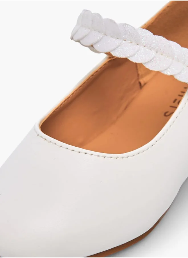 JUNIORS Girls Solid Ballerina Shoes With Embellished Hook And Loop Closure Ramadan Collection