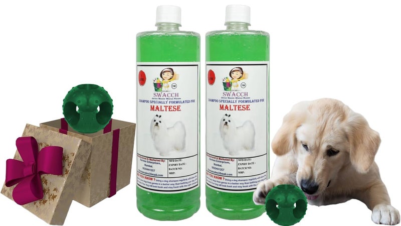 swacch Pet Shampoo | Puppy Safe Shampoo | PH Balanced | Ditch to Itch for Maltese Dog Shampoo 2 Litre (Neem Alovera) + Goofy Ball Chew Toy Combo Pack - Image 1