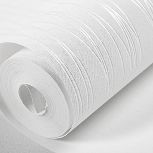 wolpin Wall Stickers Wallpaper (45 x 300 CM, White) | Embossed Stripe Design for Living Room Hall Office Bedroom | DIY Self Adhesive PVC Decorative Wallpaper Roll for Home Renovation Décor - Image 1
