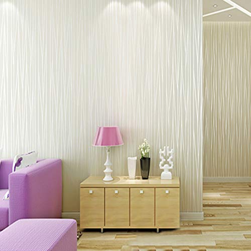 wolpin Wall Stickers Wallpaper (45 x 300 CM, White) | Embossed Stripe Design for Living Room Hall Office Bedroom | DIY Self Adhesive PVC Decorative Wallpaper Roll for Home Renovation Décor - Image 2