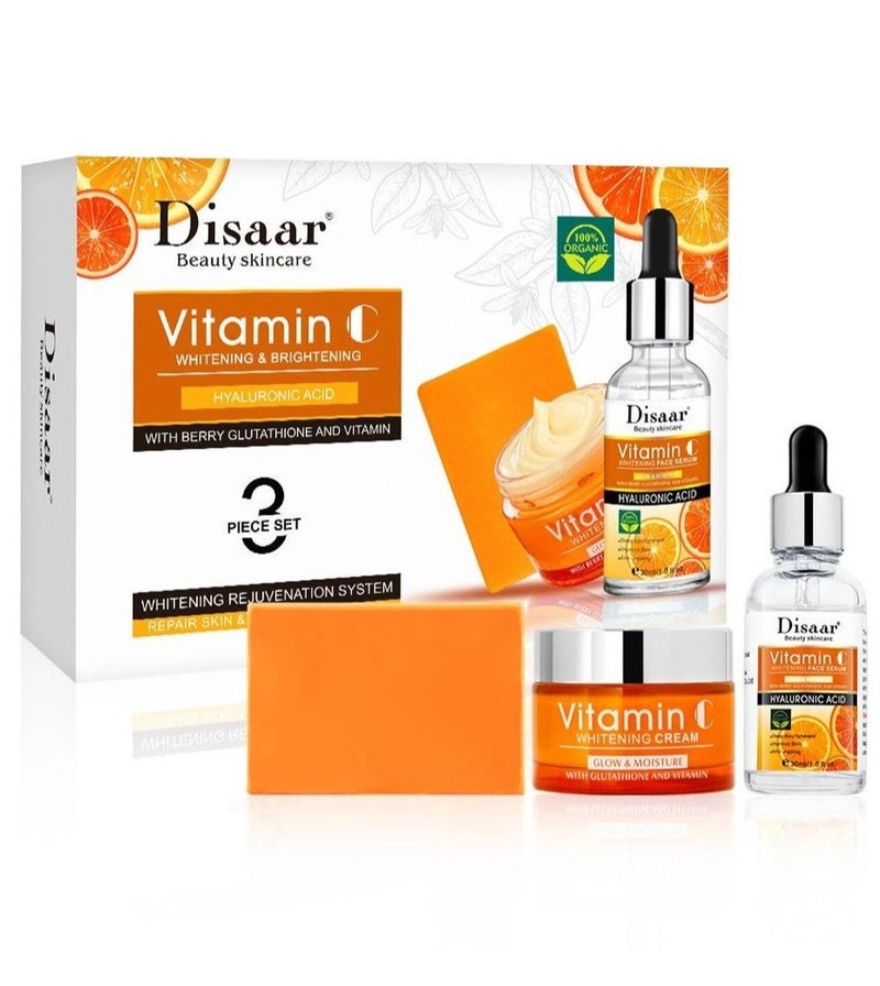 Disaar Vitamin C Whit Hyaluronic Acid Whitening Brightening  Facial Skin Care 3Pcs Set - Image 1