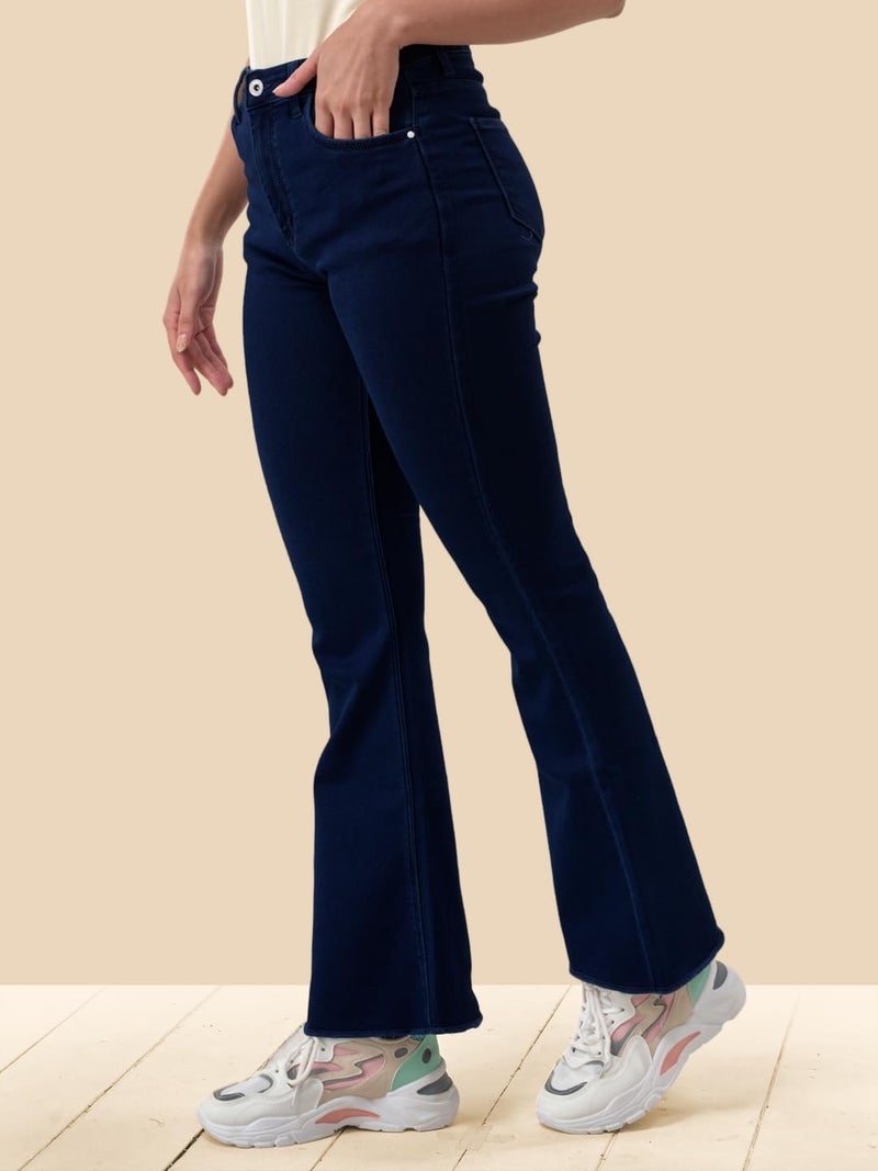 Lyra Women's Mid-Rise Flared Bootcut Jeans|Stretchable Fabric for Comfort|Trendy & Stylish Denim - Image 3