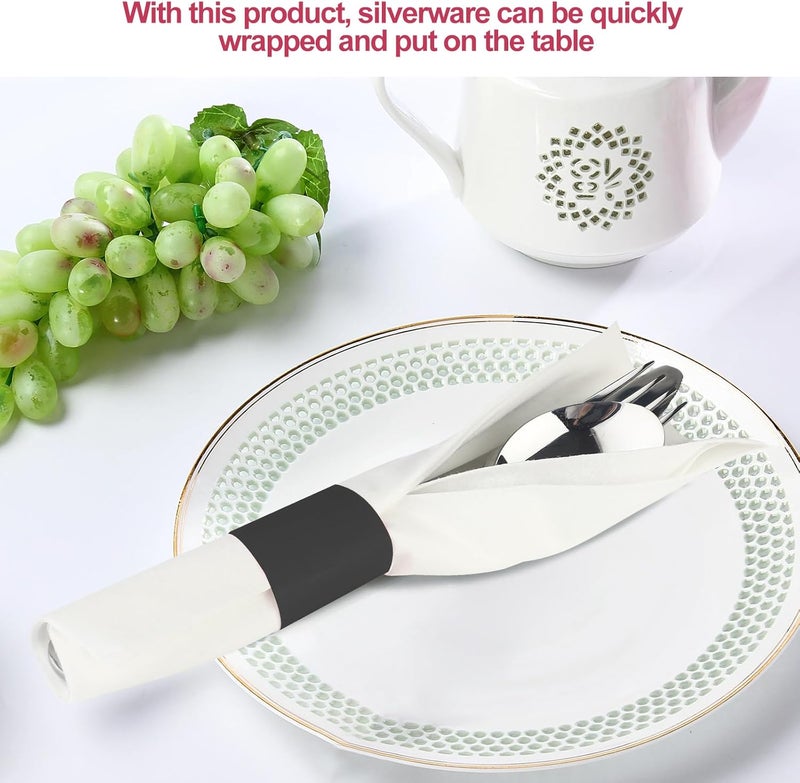 Germiwipe 2500 Pcs Black Napkin Bands,Paper Napkin Rings Self-Adhesive,Silverware Wraps Bands, Perfect for Birthday Parties, Weddings, Family Reunion & Events - Image 3