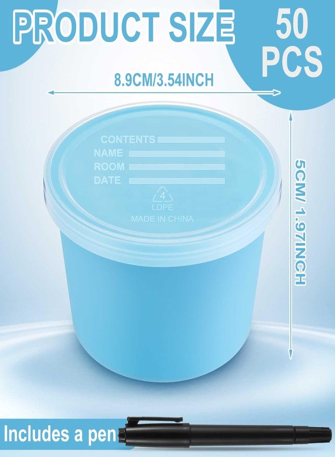Ferrochef 50 Pack Denture Cup with Lid 8 Ounce Denture Bath Cases False Teeth Bath Container Cup with Marker Pen Teal Teeth Holder Box for Soaking Women Men Travel Nursing Home Hospital - Image 2