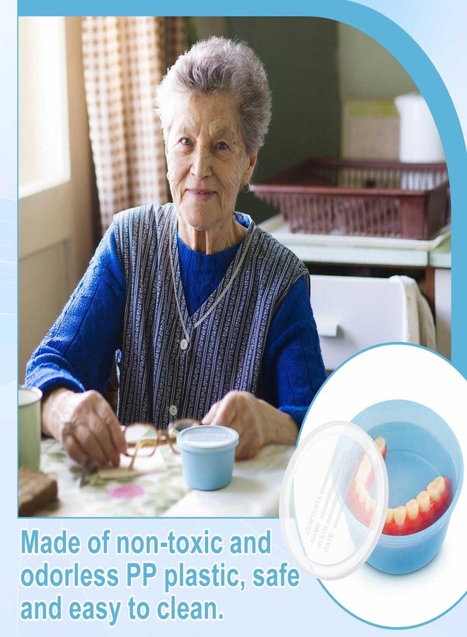 Ferrochef 50 Pack Denture Cup with Lid 8 Ounce Denture Bath Cases False Teeth Bath Container Cup with Marker Pen Teal Teeth Holder Box for Soaking Women Men Travel Nursing Home Hospital - Image 4