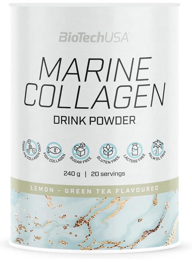 BioTechUSA BioTechUSA Marine Collagen, Flavoured drink powder containing fish collagen, vitamin C, 240 g, Green Tea-Lemon 