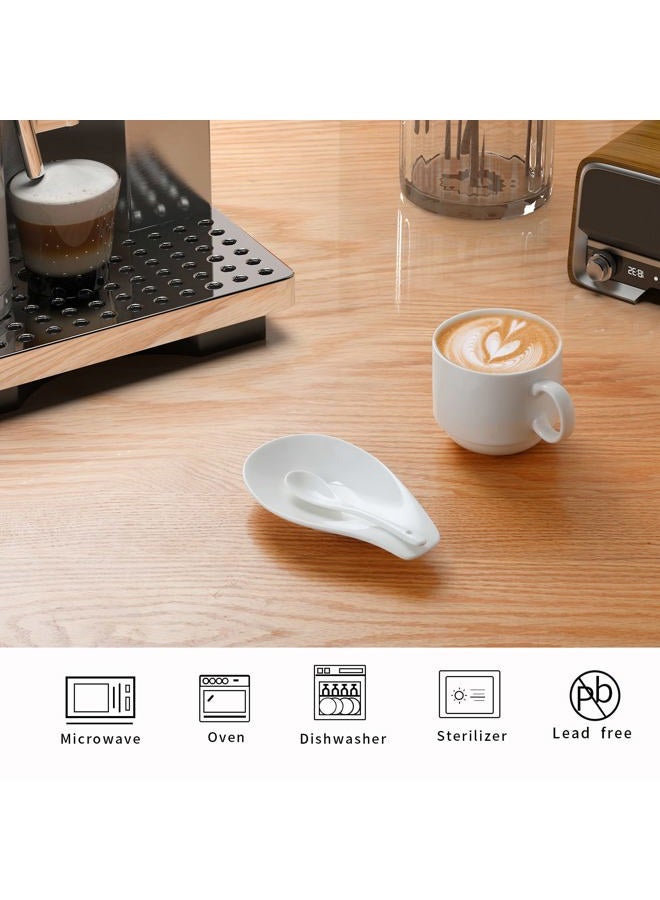 ONTUBE Ceramic Spoon Rests for Buffet Set of 4, Porcelain Sauce Dish Resting Cooking Spoons Holder, 6.5 Inch (White) - Image 4