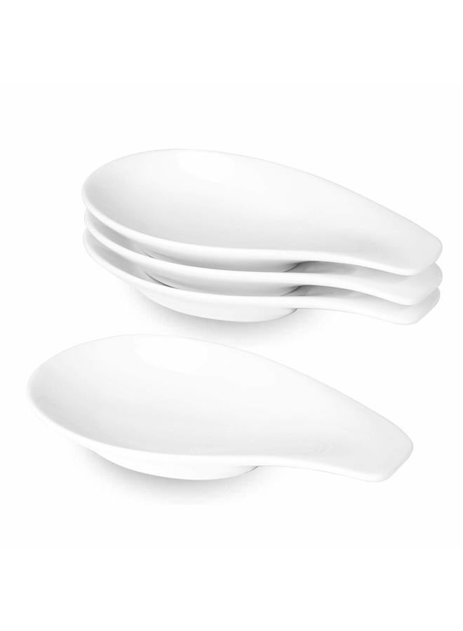 ONTUBE Ceramic Spoon Rests for Buffet Set of 4, Porcelain Sauce Dish Resting Cooking Spoons Holder, 6.5 Inch (White) - Image 1
