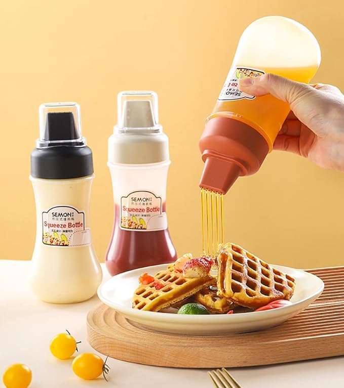 WSEYZ WSEYZ Porous Squeeze Bottle Condiment Bottles Hot Sauce Dispenser Refillable Five Hole Container with Lid Squirt Bottle Sauce Dispenser Ketchup Bottle Multipurpose Kitchen Tools Set of 2  - Image 2