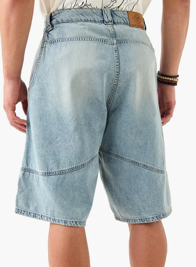 Lee Cooper Lee Cooper Denim Shorts with Button Closure and Pockets
