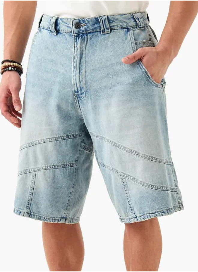 Lee Cooper Lee Cooper Denim Shorts with Button Closure and Pockets
